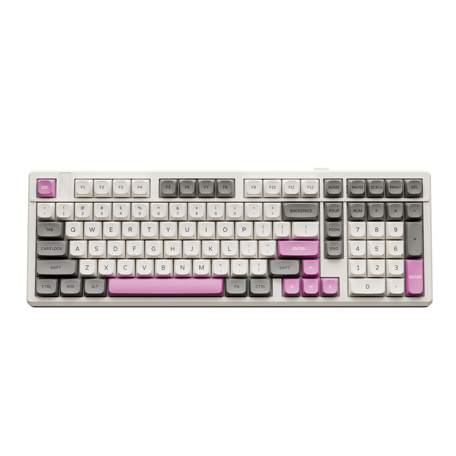 Gamakay Tk101 QMK wireless mechanical keyboard with number pad The MDA profile keycaps printed in color white & Gray