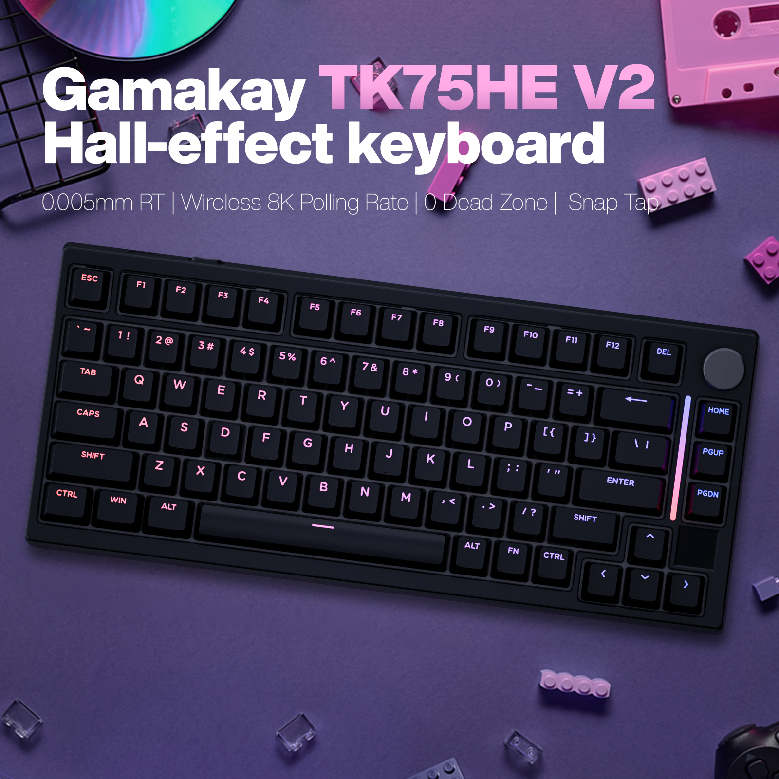 Gamakay TK75he V2 Hall Effect Clavier 8K Taux de sondage RT Précision