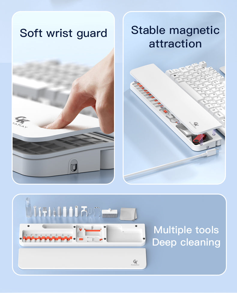 Gamakay 85% Keyboard Wrist Rest Pad with 21 in 1 Cleaning Tool Kit