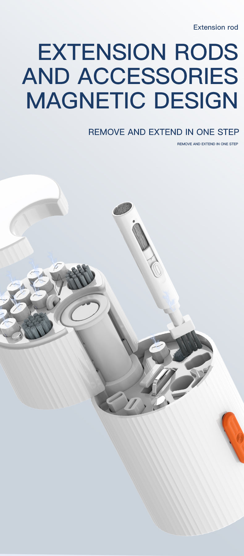 Gamakay 33-in-1 Multifunctional Cleaning Kit with extension rods and magnetic design for easy access and cleaning.