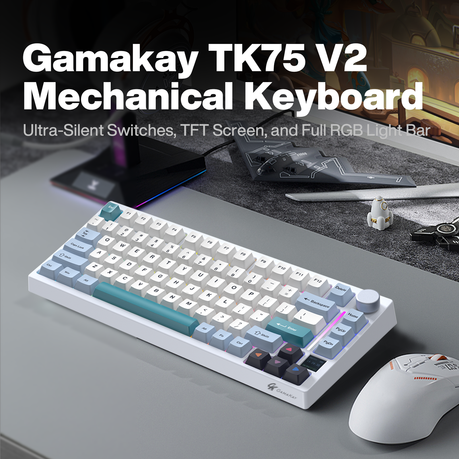 Gamakay TK75 V2 75 % Leise Mechanische Tastatur