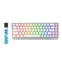 Gamakay x Naughshark NS68 Hall effect keyboard, in color white with shine-through, OEM keycaps, showing the RGB effect of the keyboard.