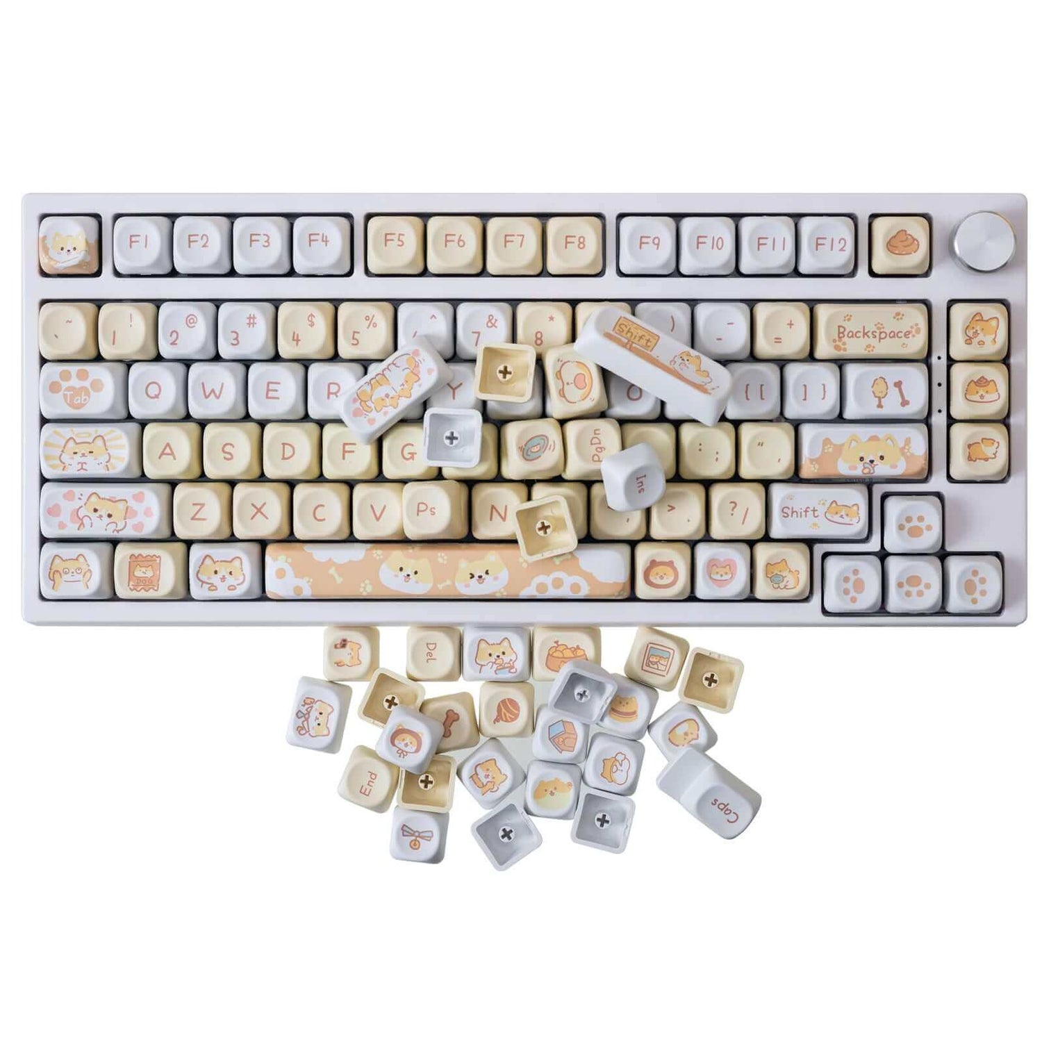 Gamakay 132 キー イエロー & ホワイト キーキャップ セット