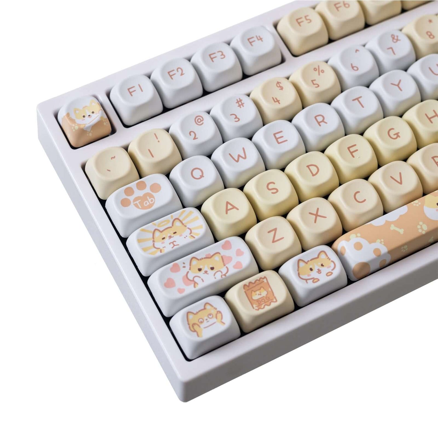 Gamakay 132 キー イエロー & ホワイト キーキャップ セット