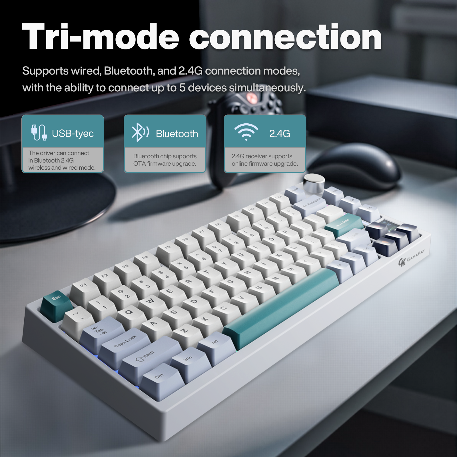 Gamakay TK75 V2 75 % Leise Mechanische Tastatur