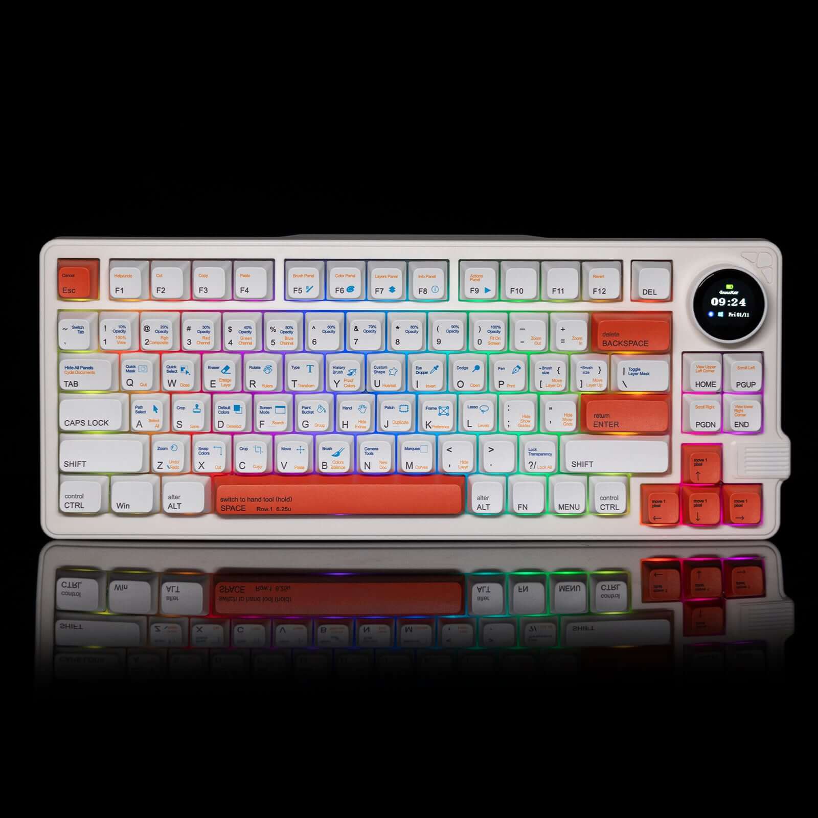 Gamakay LK75 75% Mechanical Keyboard with TFT Smart Display & Knob: A sleek and compact mechanical keyboard designed for productivity and style. Features a vibrant TFT Smart Display for customizable information at your fingertips. The tactile knob allows