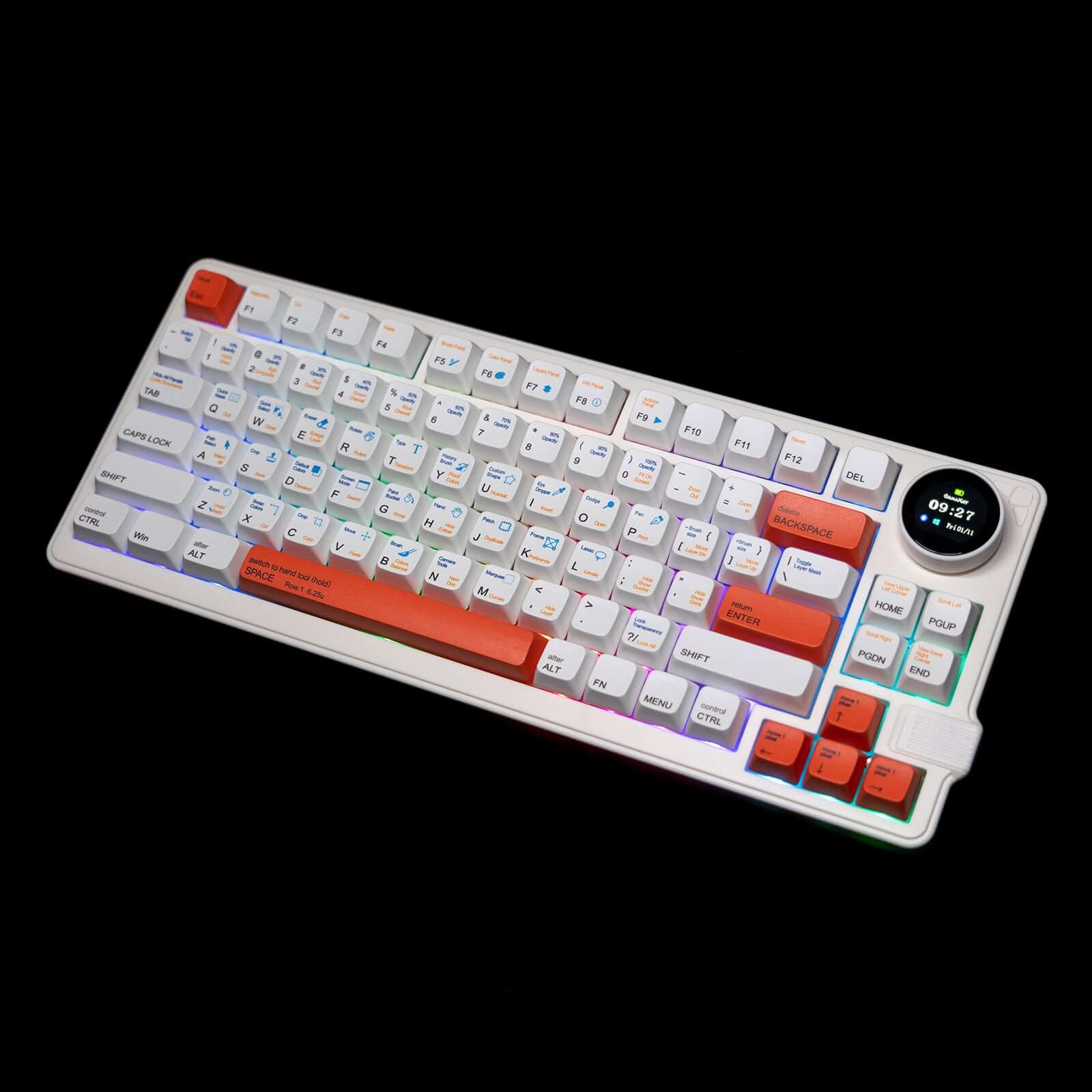 Gamakay LK75 75% Mechanical Keyboard with TFT Smart Display & Knob: A sleek and compact mechanical keyboard designed for productivity and style. Features a vibrant TFT Smart Display for customizable information at your fingertips. The tactile knob allows