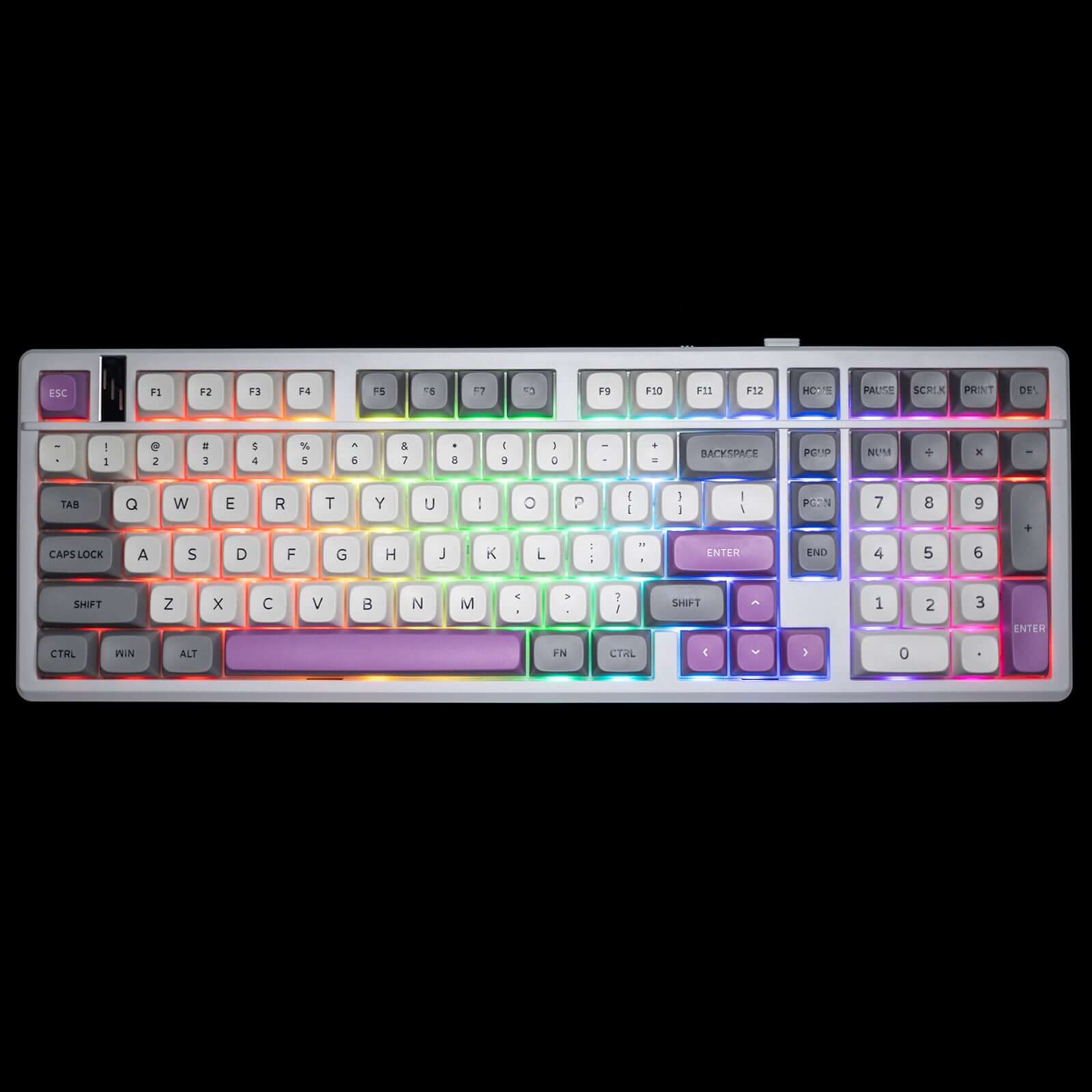 Gamakay TK101 QMK Wireless Mechanical Keyboard top view with RGB backlighting and complete key layout.