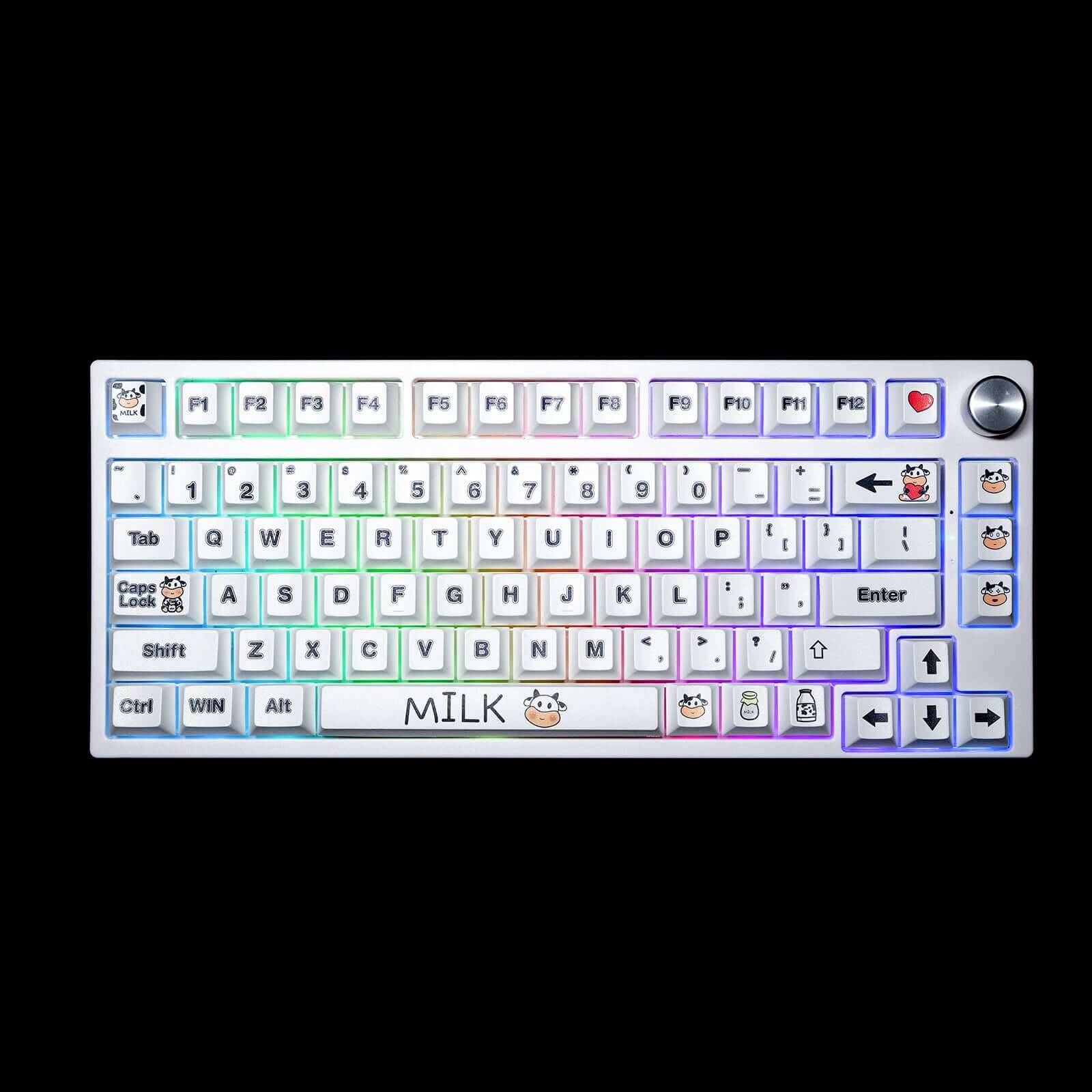 Gamakay 132 Keys White Lovely Milk Cow Keycaps Set