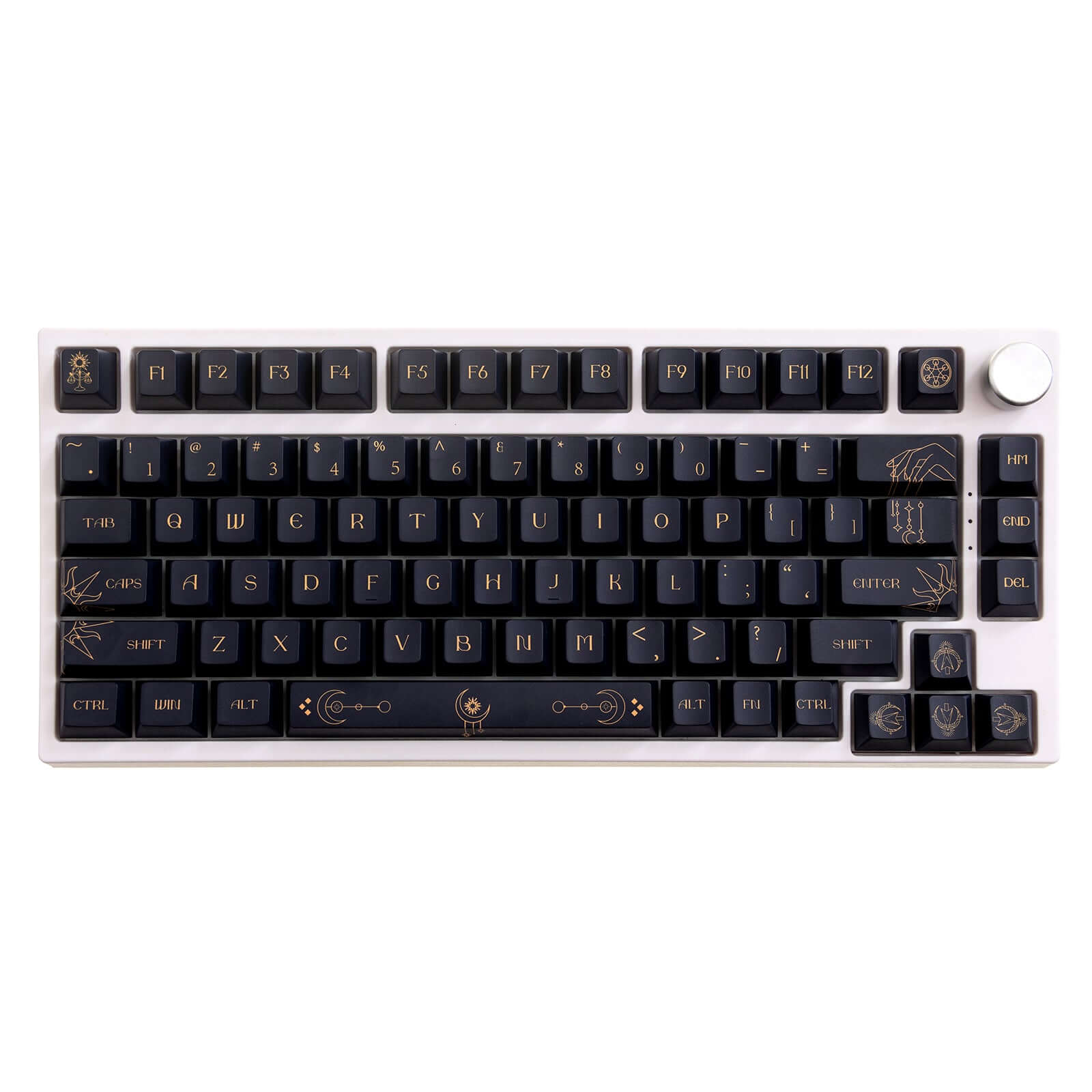 This is gamakay cherry Profile Five-Sided Thermal Sublimation PBT Keycap set, with the constellation theme on the gamakay TK75 mechanical keyboard.