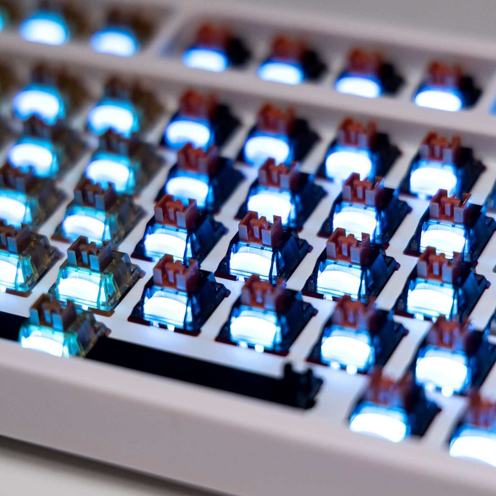 Enhance light effect teclonogy, the Gamakay planet series mechanical switches will show better light effect by using the light guide pillar which will scale up the Improved light transmission to bring you the eyes catching RGB