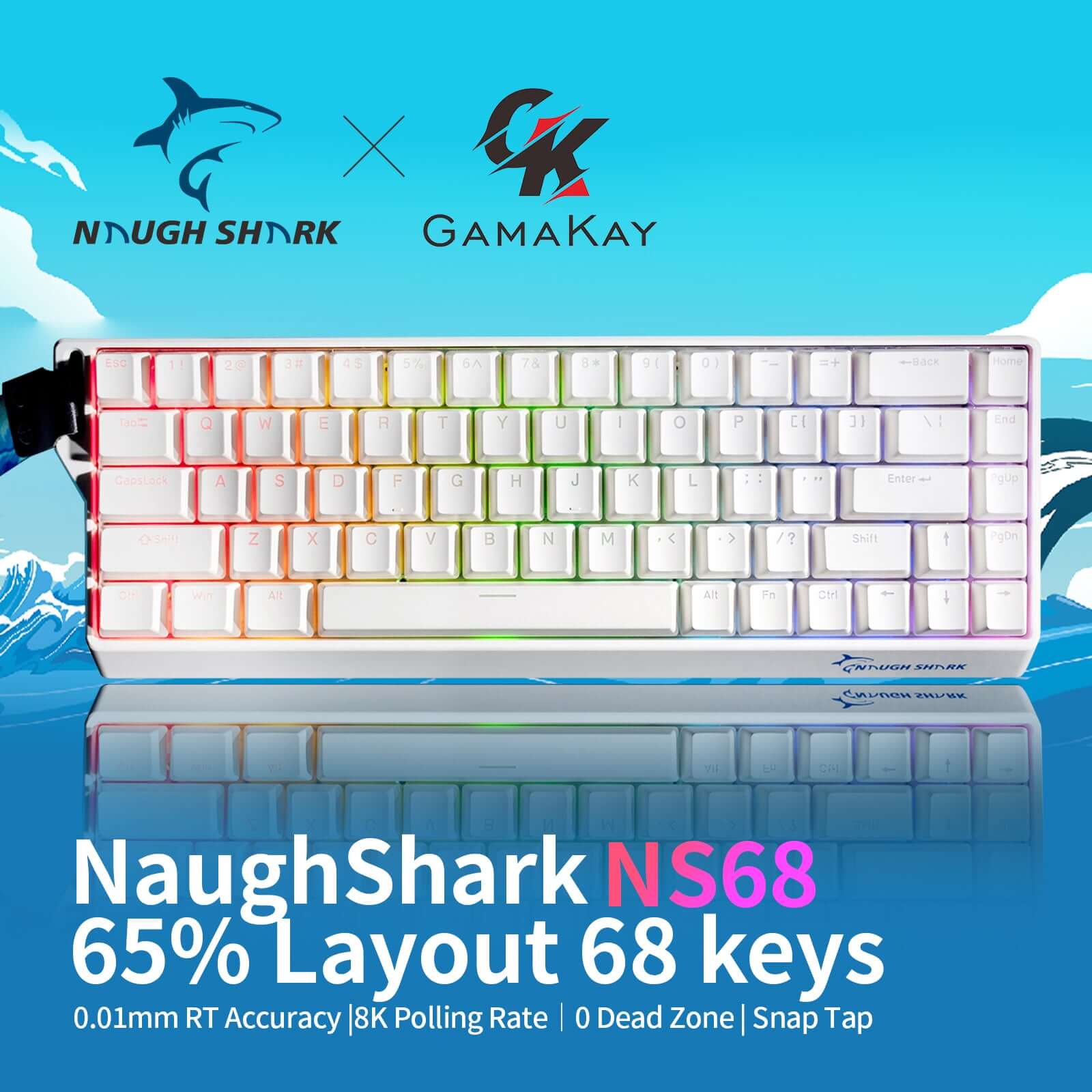 Gamakay x Naugh shark NS68 is a 60% layout hall effect keyboard in a super budget price down to 39.99$
