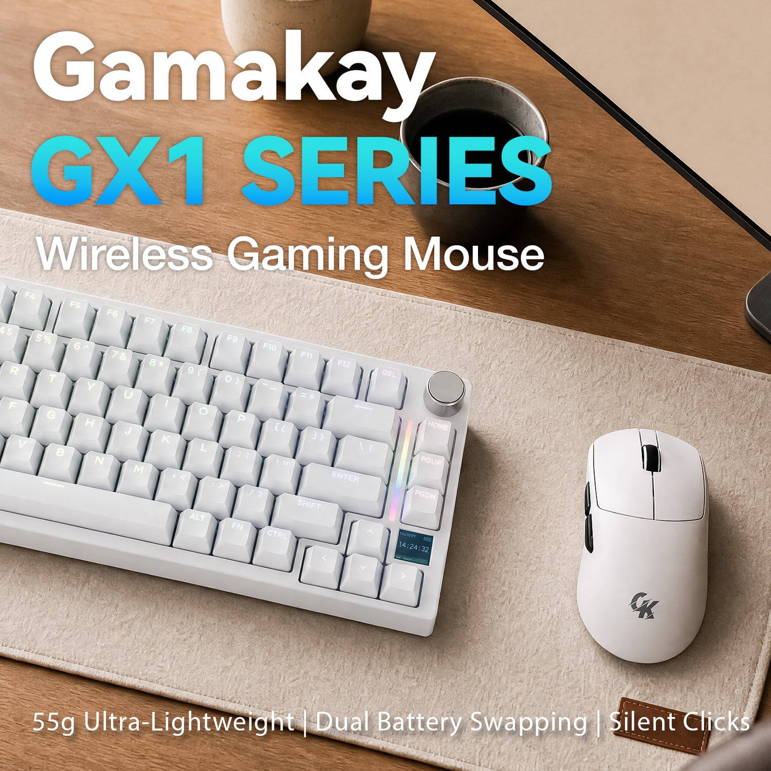 GamaKay GX1 &amp; GX1 PRO 55g Ultra-Light Silent Wireless Gaming Mouse