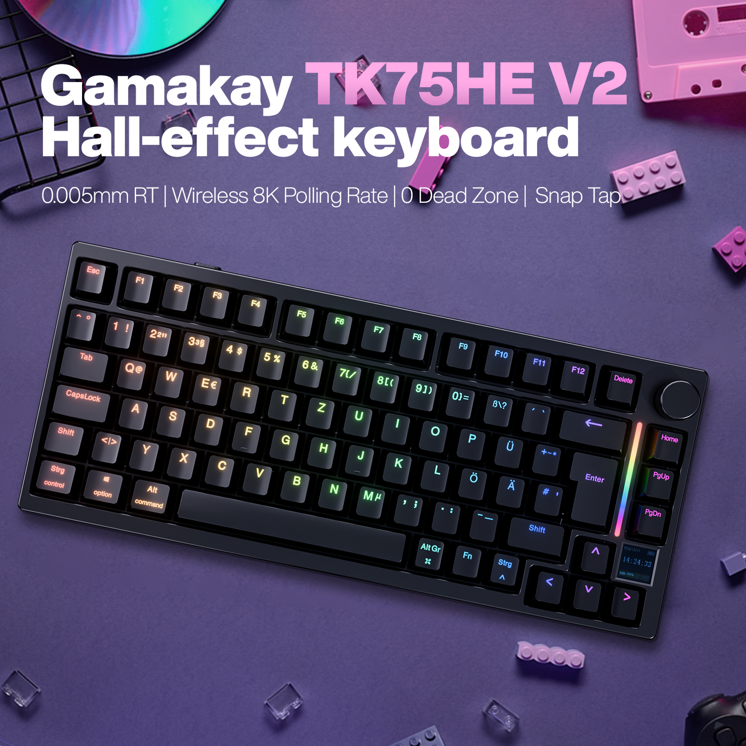 Gamakay TK75he V2 Hall Effect Clavier 8K Taux de sondage RT Précision