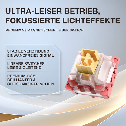 Gamakay Hall effect magnetic switch with ultra-quiet performance and RGB lighting effects.