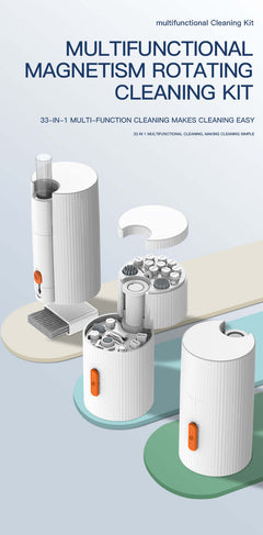 Multifunctional Cleaning Kit showcased with various tools for deep cleaning electronics and hard-to-reach areas.