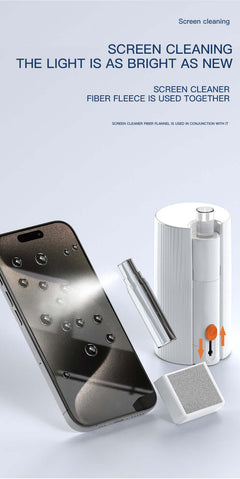 Gamakay multifunctional cleaning kit for screen cleaning with a spray bottle, microfiber cloth, and cleaning sponge.