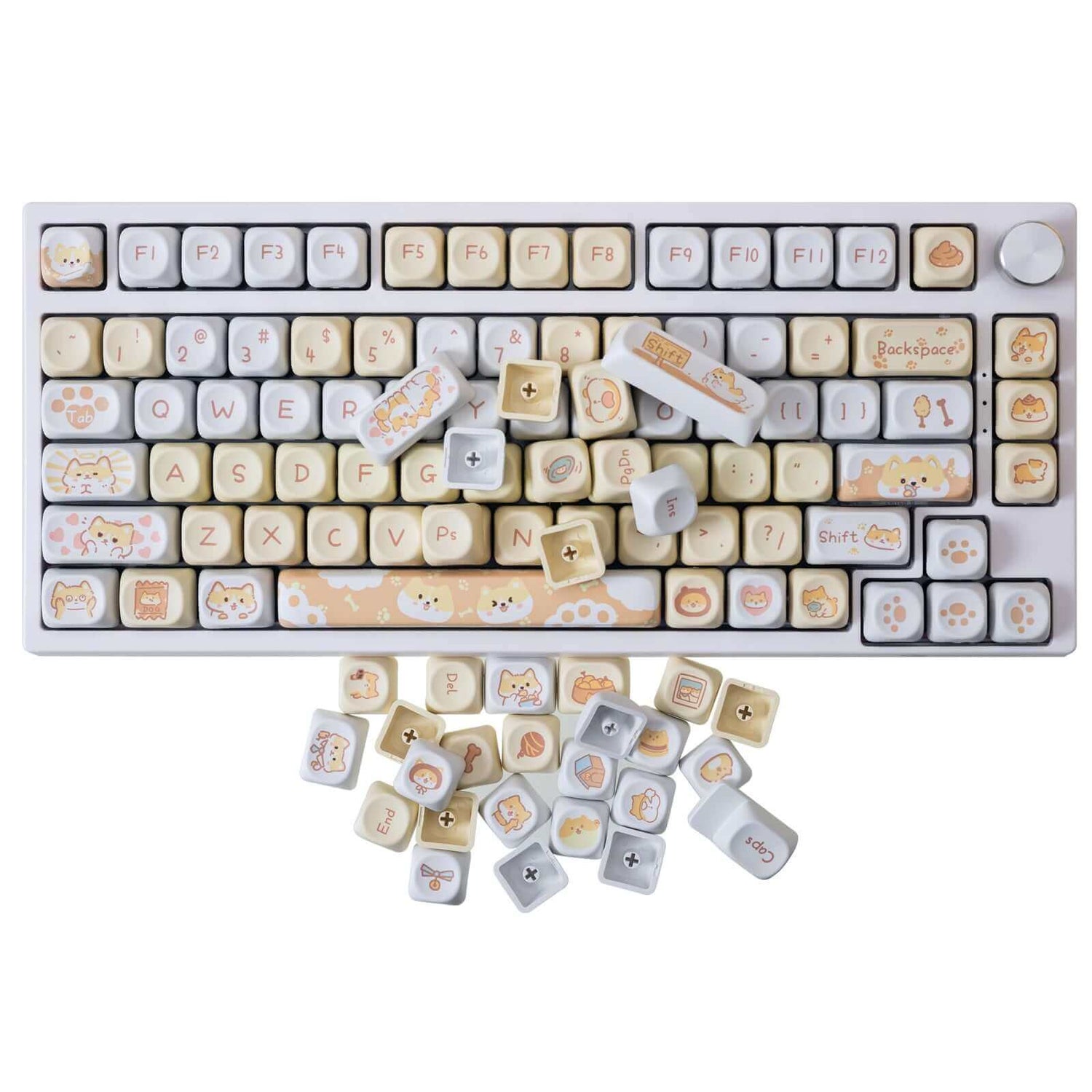 Gamakay 132 Keys Yellow &amp; White Keycaps Set