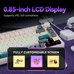GamaKay TK75 SOCD 75% silent mechanical gaming keyboard with 0.85-inch customizable LCD, JPG GIF animations and RGB lighting