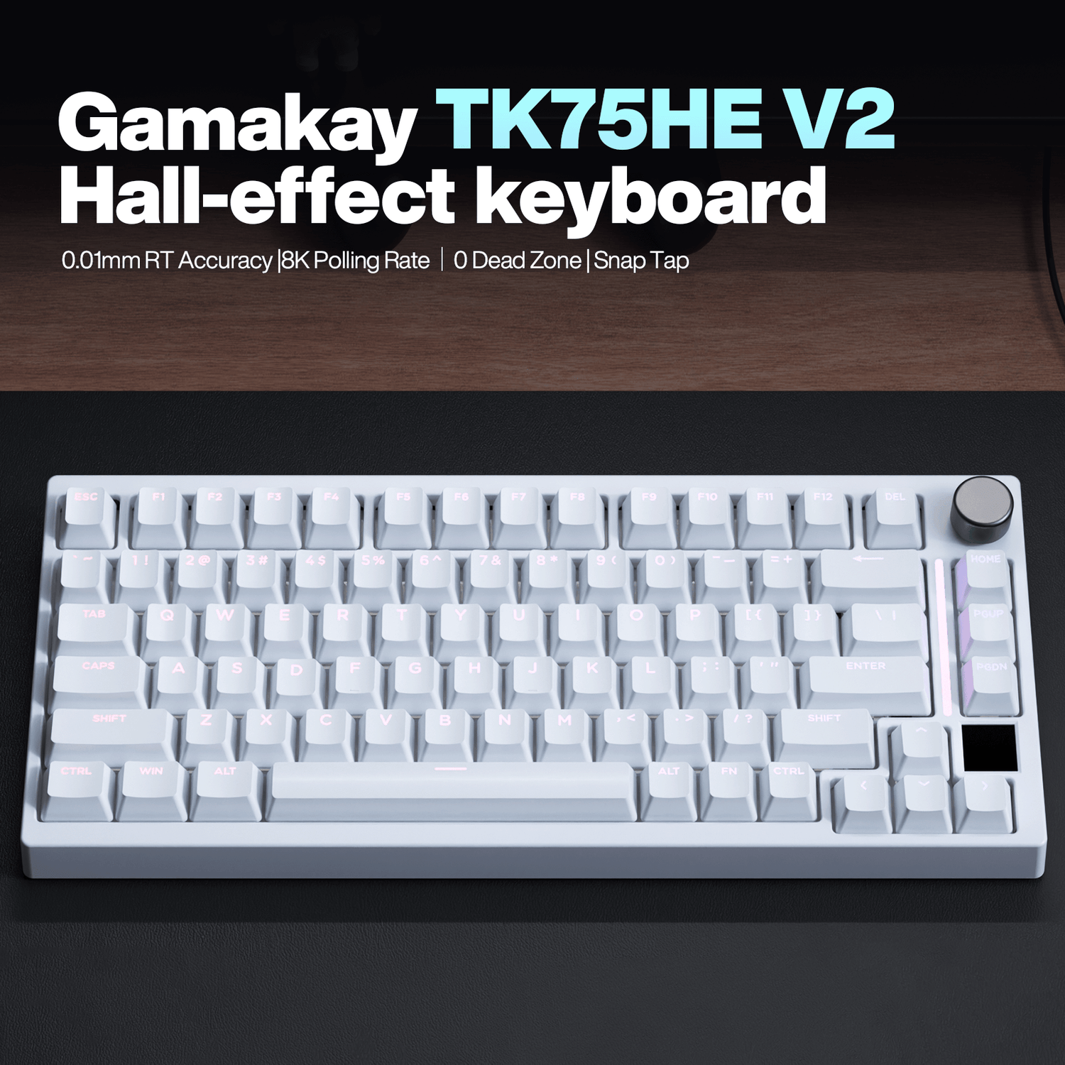 Gamakay TK75HEV2 hall effect keyboard in color white