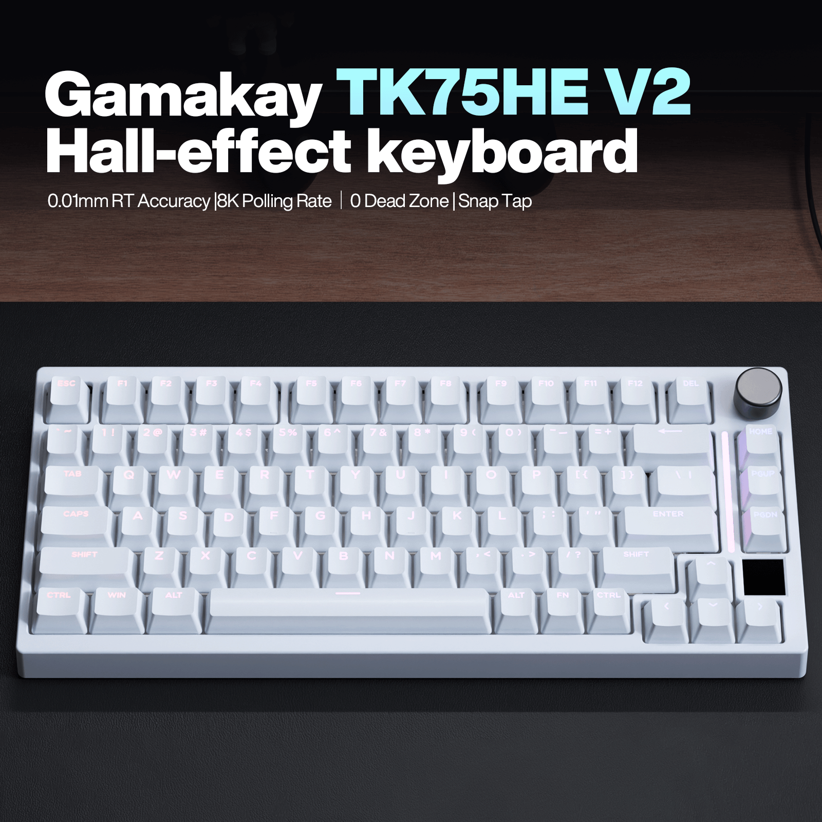 Gamakay TK75HEV2 hall effect keyboard in color white
