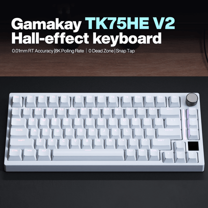 Gamakay TK75HEV2 hall effect keyboard in color white