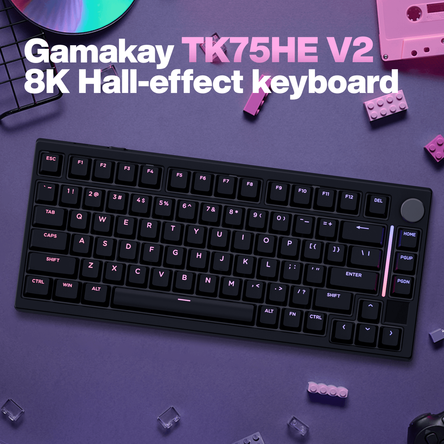 Gamakay TK75HE V2 Hall effect keyboard has 8k polling rate and 10k scaning rate, giving the quick response on the gaming.