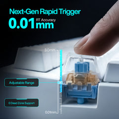 Gamakay TK75 TMR features TMR technology with 0.01mm Rapid Trigger settings and adjustable dead zone.