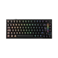 Gamakay TK75 TMR magnetic gaming keyboard, 75% layout keyboard with backlit RGB lighting and light bar, with PBT cherry profile keycaps in ISO DE layout- black