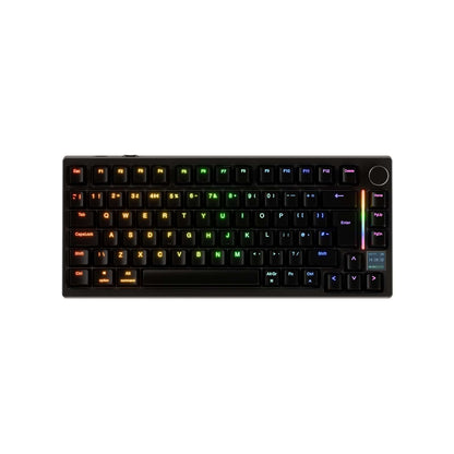 Gamakay TK75HEV2 8k Hall effect magnetic keyboard in color Black, ISO UK layout keyboard with RGB black light, small screen, and knob. 