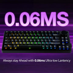 75% RGB hall effect keyboard with ultra-low 0.06ms latency, Hall effect magnetic switches, rapid response performance for competitive gaming