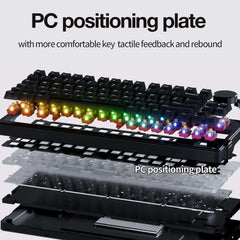 NS75 Hall effect keyboard with PC positioning plate keyboard structure with improved tactile feedback and rebound, layered gasket-mount design showing RGB switches and internal components.