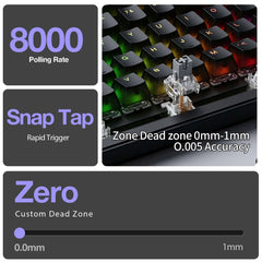 Hall Effekt Tastatur Gamakay x NaughShark NS75 mit 8000 Hz Polling Rate und 0,005 mm Reaktionszeit.