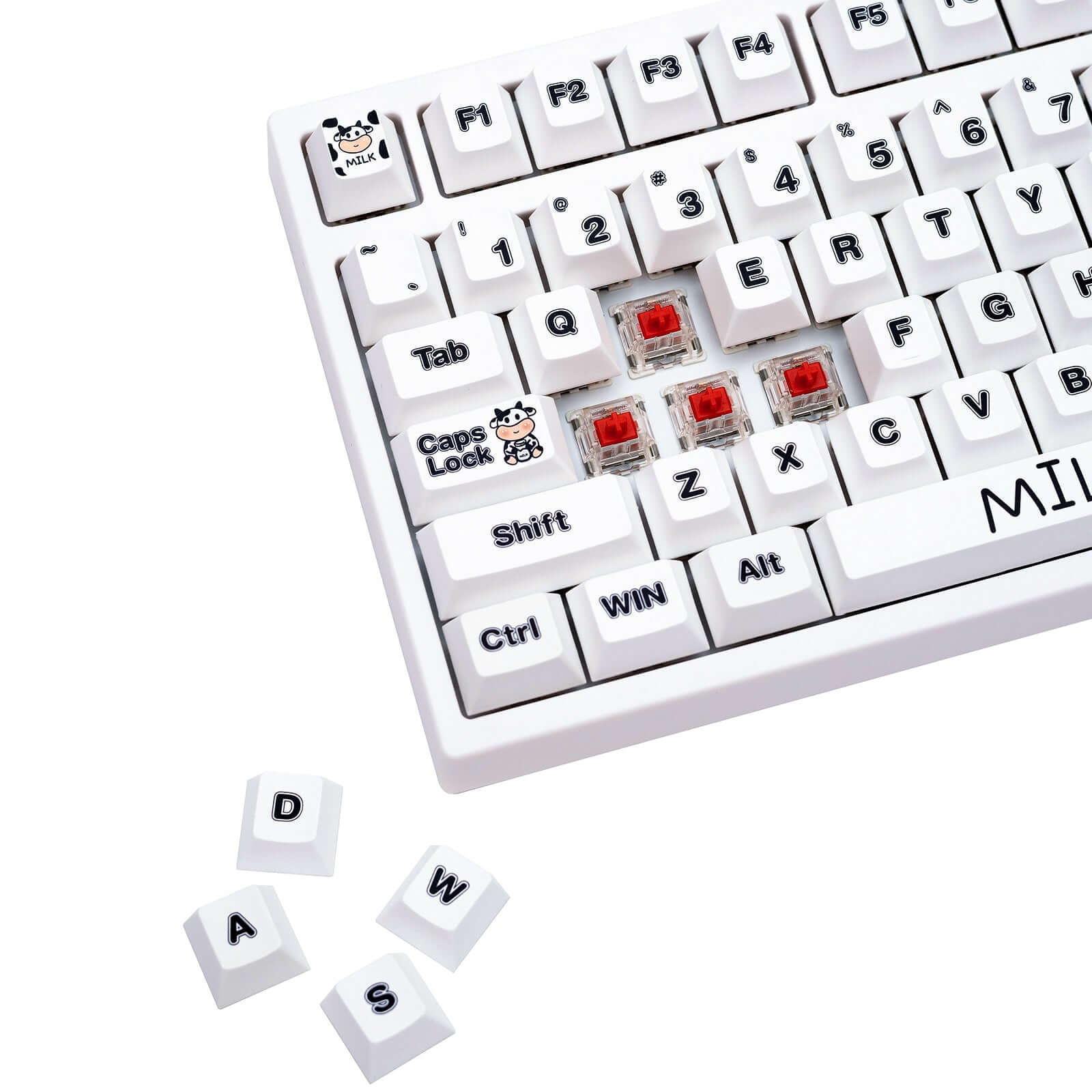 Gamakay 132 Keys White Lovely Milk Cow Keycaps Set