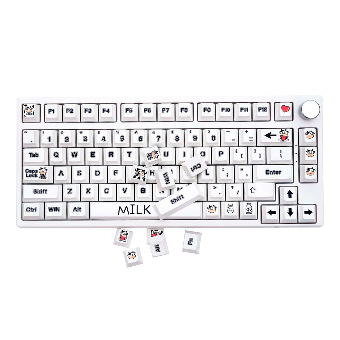 Gamakay 132 Keys White Lovely Milk Cow Keycaps Set