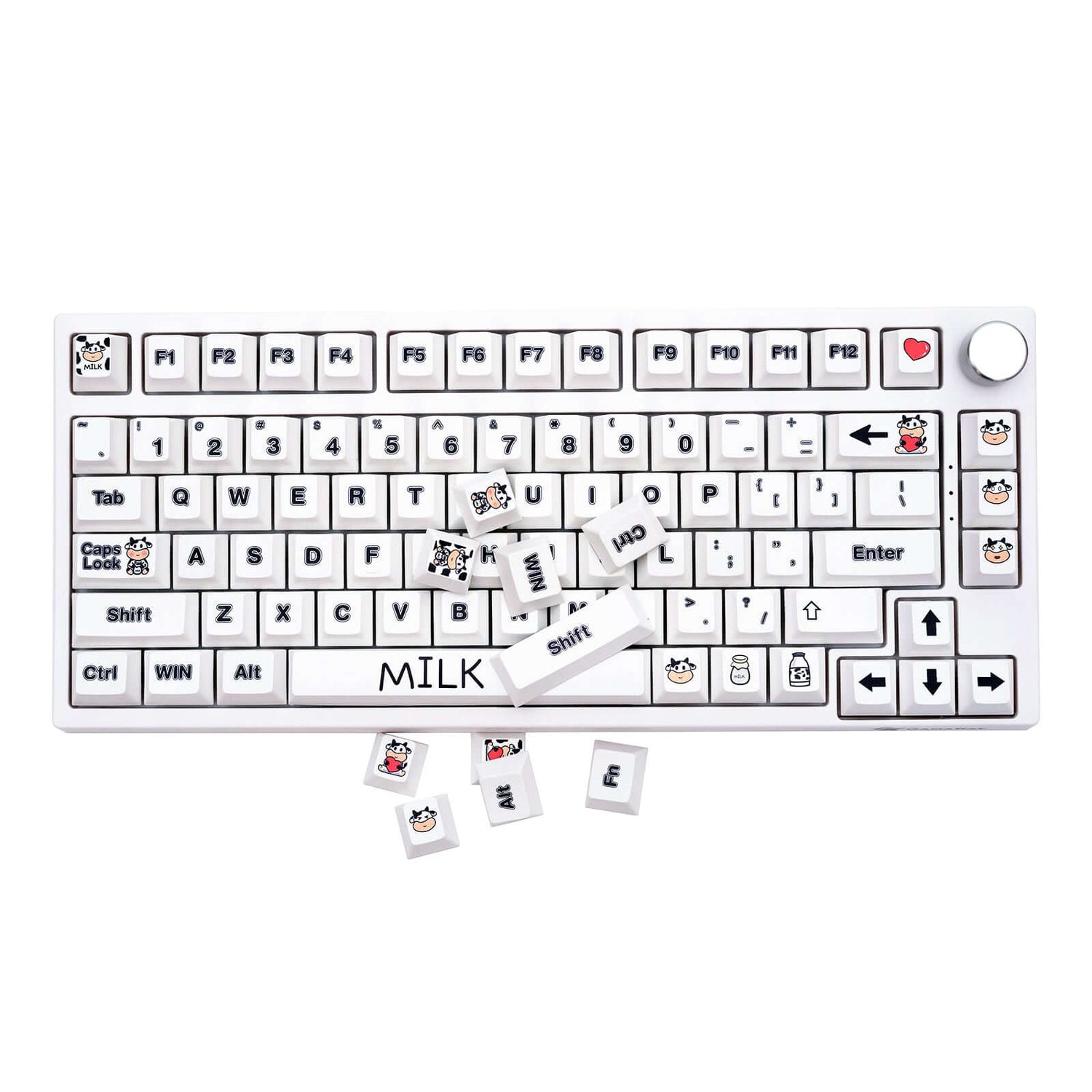 Gamakay 132 Keys White Lovely Milk Cow Keycaps Set