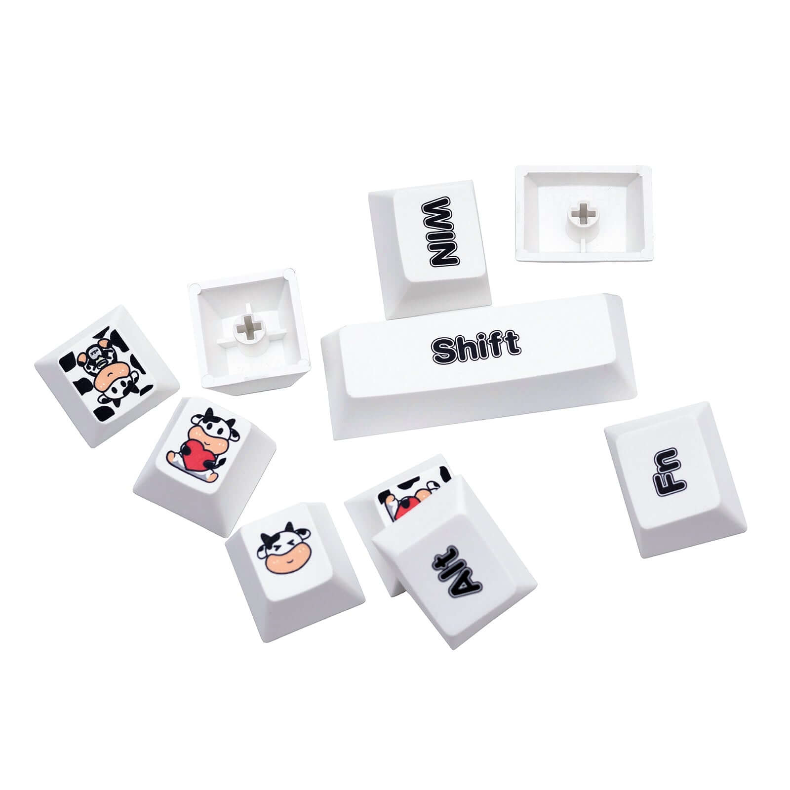 Gamakay 132 Keys White Lovely Milk Cow Keycaps Set