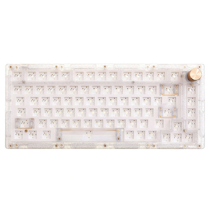 The Gamakay SN75  Barebone with metal knob is a hot-swappable 75 layout mechanical keyboard kit, in Arcylic meterial to let you get more eye-attractive RGB light effect. Supports using under Windows, Mac, and linux, customs your keyboard light, keys and fuctions in the VIA program software. The keyboard kit can be used in bluetooth, wired cable, 2.4G. Your best 75 layout keyboard option if you don&