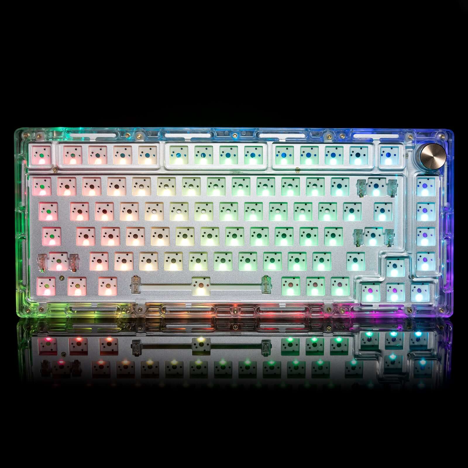 The SN75 is a arcylic mechanical keyboard kit. The transparent keyboard case will make the RGB more attractive.