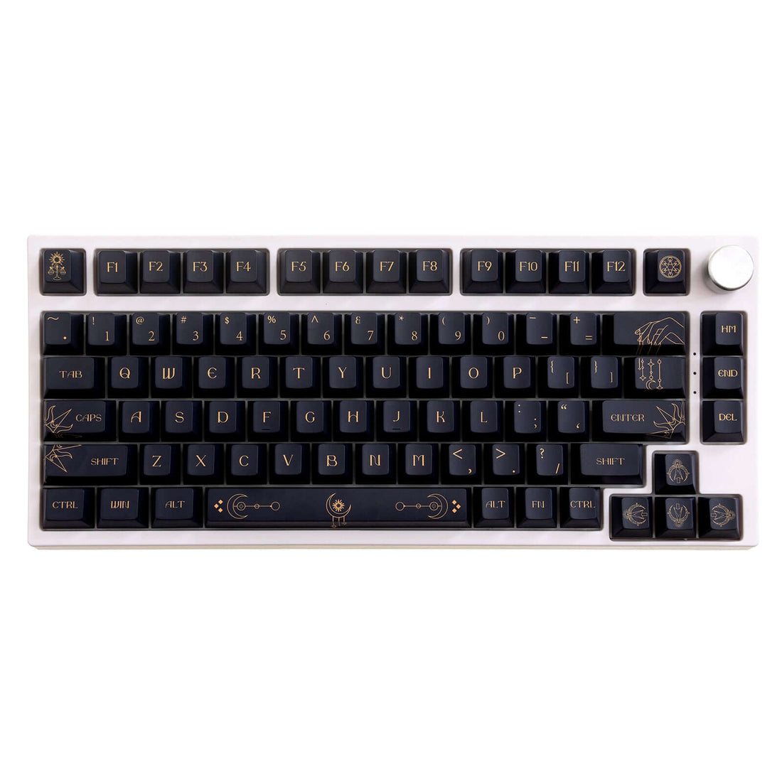 This is gamakay cherry Profile Five-Sided Thermal Sublimation PBT Keycap set, with the constellation theme on the gamakay TK75 mechanical keyboard.