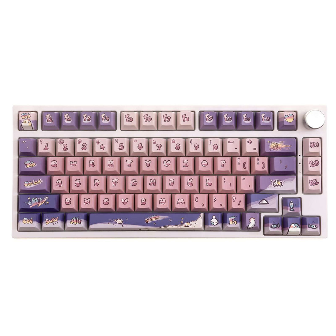 Gamakay 140 Keys Purple &amp; Pink Keycaps Set, Cherry Profile PBT Five-Sided Thermal Sublimation Keycap Set for 61/68/75/80/84/87/98/104/108/Alice Layout Mechanical Gaming Keyboard