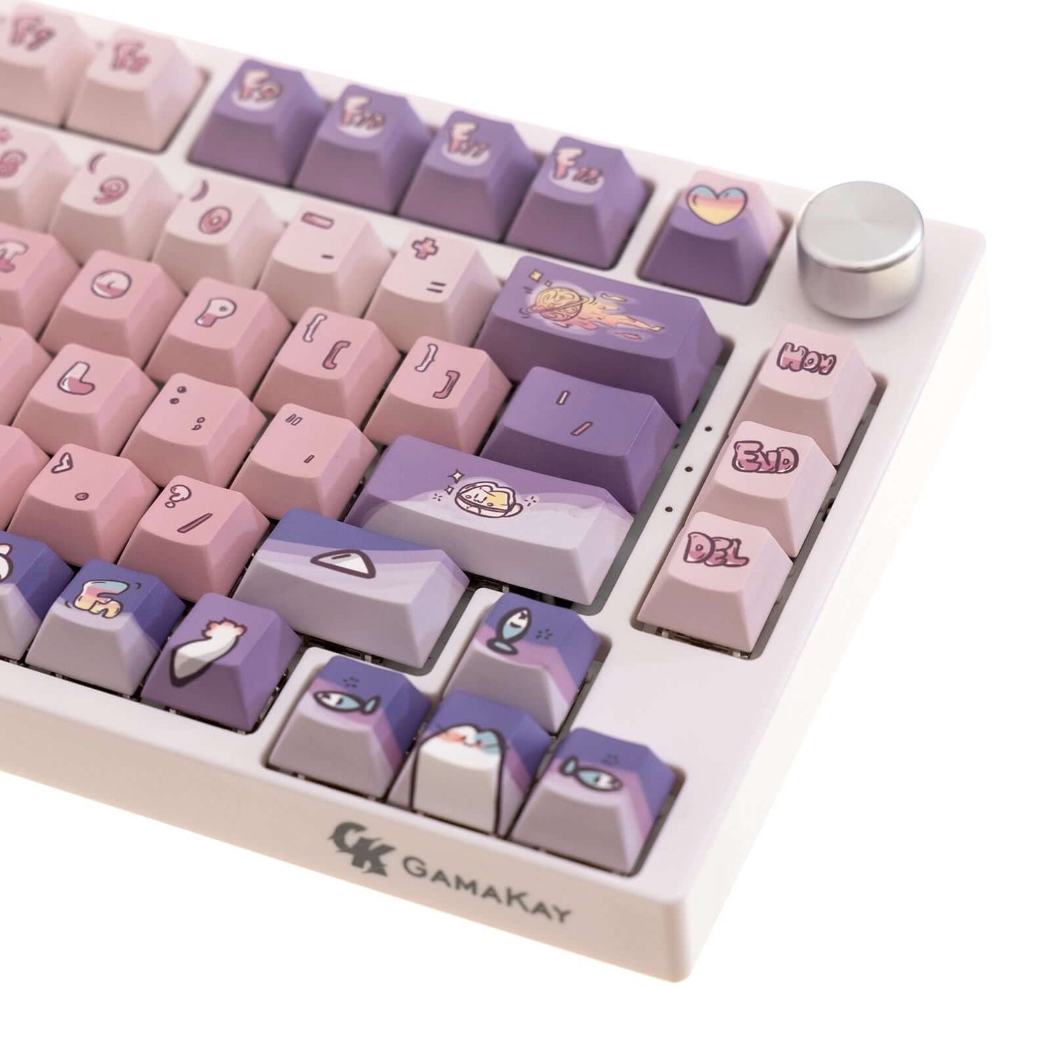  Gamakay 140 Keys Purple &amp; Pink Keycaps Set, Cherry Profile PBT Five-Sided Thermal Sublimation Keycap Set for 61/68/75/80/84/87/98/104/108/Alice Layout Mechanical Gaming Keyboard