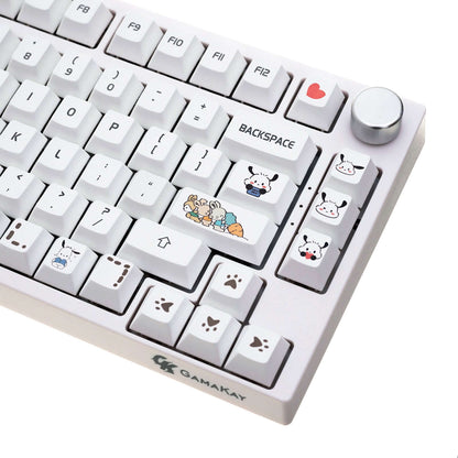 Gamakay 132 Keys White Lovely Radish Dog Keycaps Set