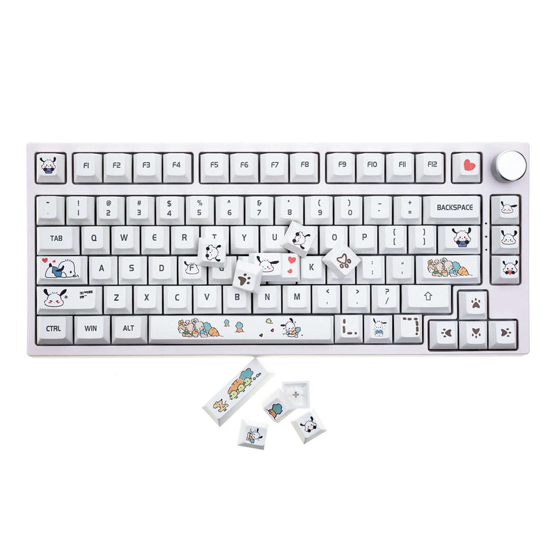 Gamakay 132 Keys White Lovely Radish Dog Keycaps Set