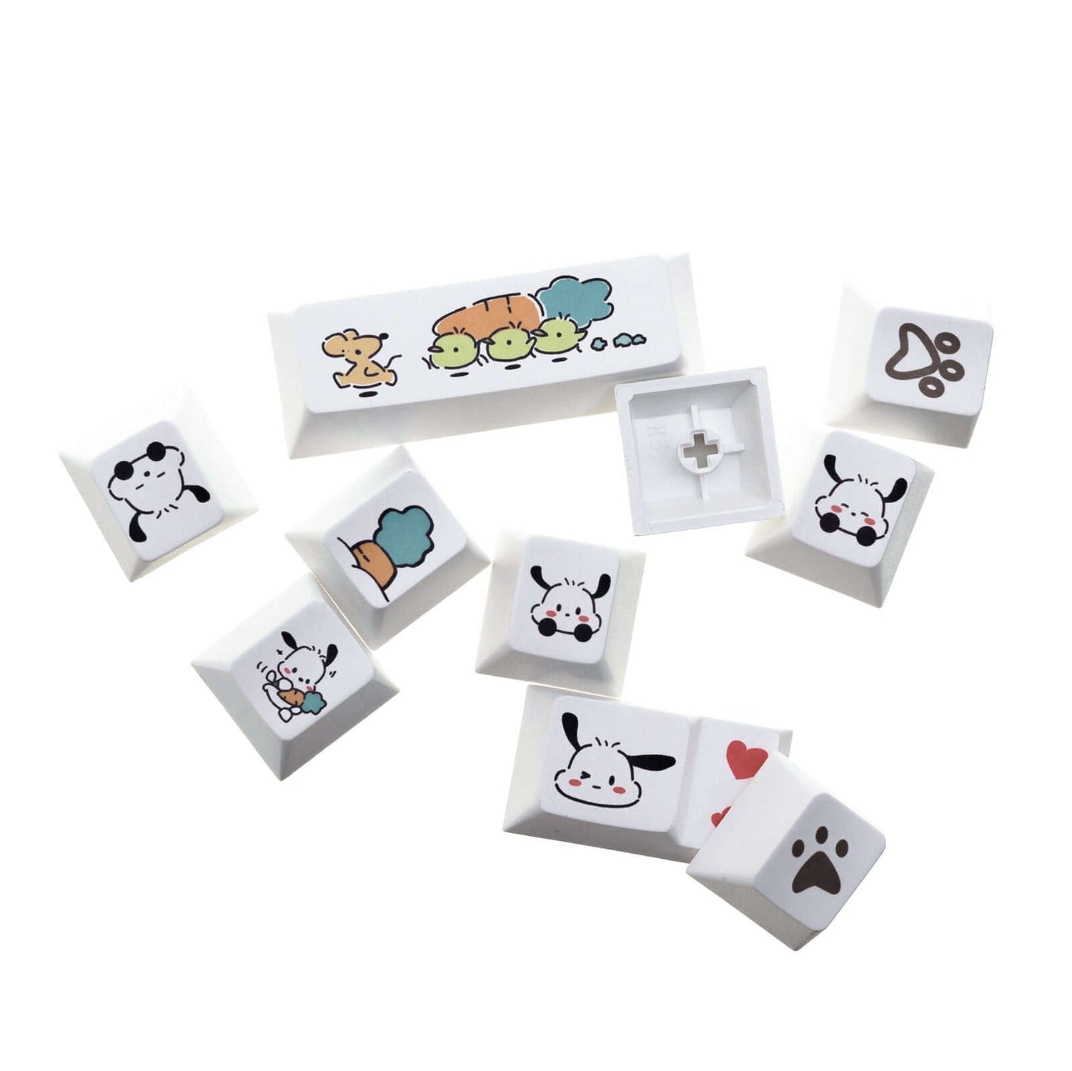 Gamakay 132 Keys White Lovely Radish Dog Keycaps Set