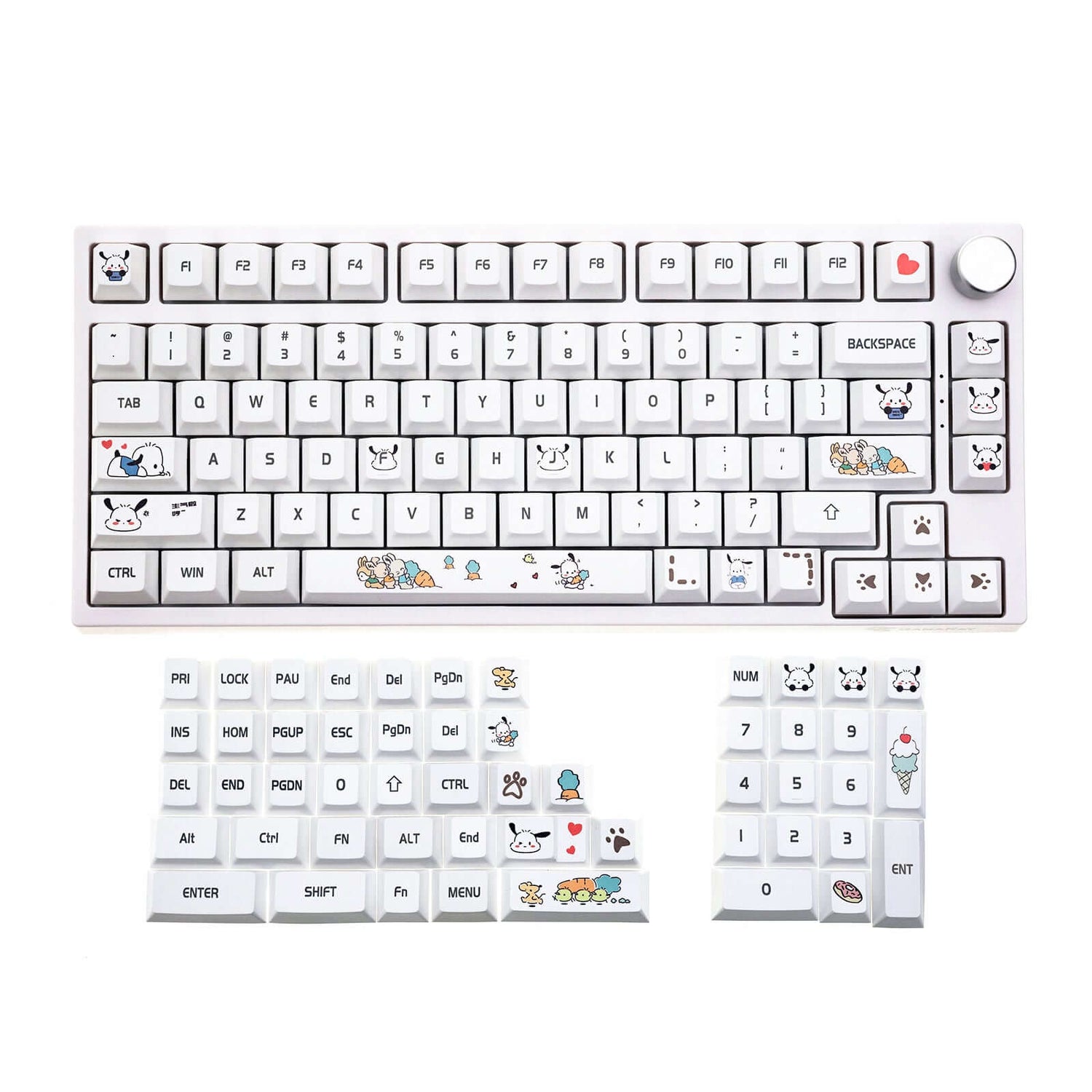 Gamakay 132 Keys White Lovely Radish Dog Keycaps Set