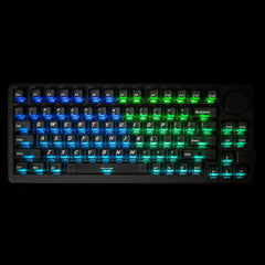 Naughshark NS75 75% mechanical keyboard with RGB backlighting, translucent keycaps, compact layout, and rotary knob for gaming and typing
