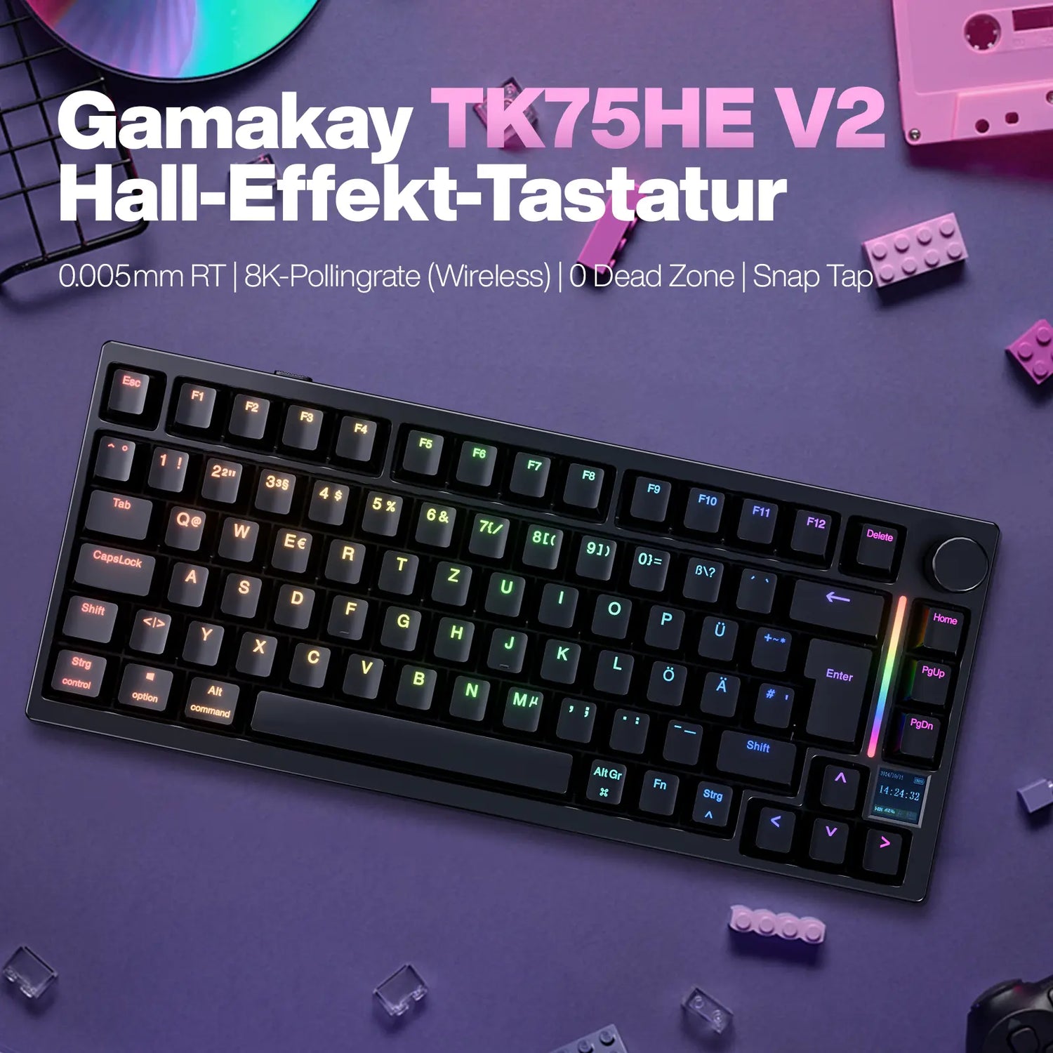Gamakay TK75he V2 Hall Effect Clavier 8K Taux de sondage RT Précision