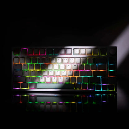 This pic is tk75se mechanical keyboard, the picture show the keyboard led technology and its attractive in the dark place. The led is multi-color and with combination, all keys with led setting ecpect the metal knob which is very attractive. 