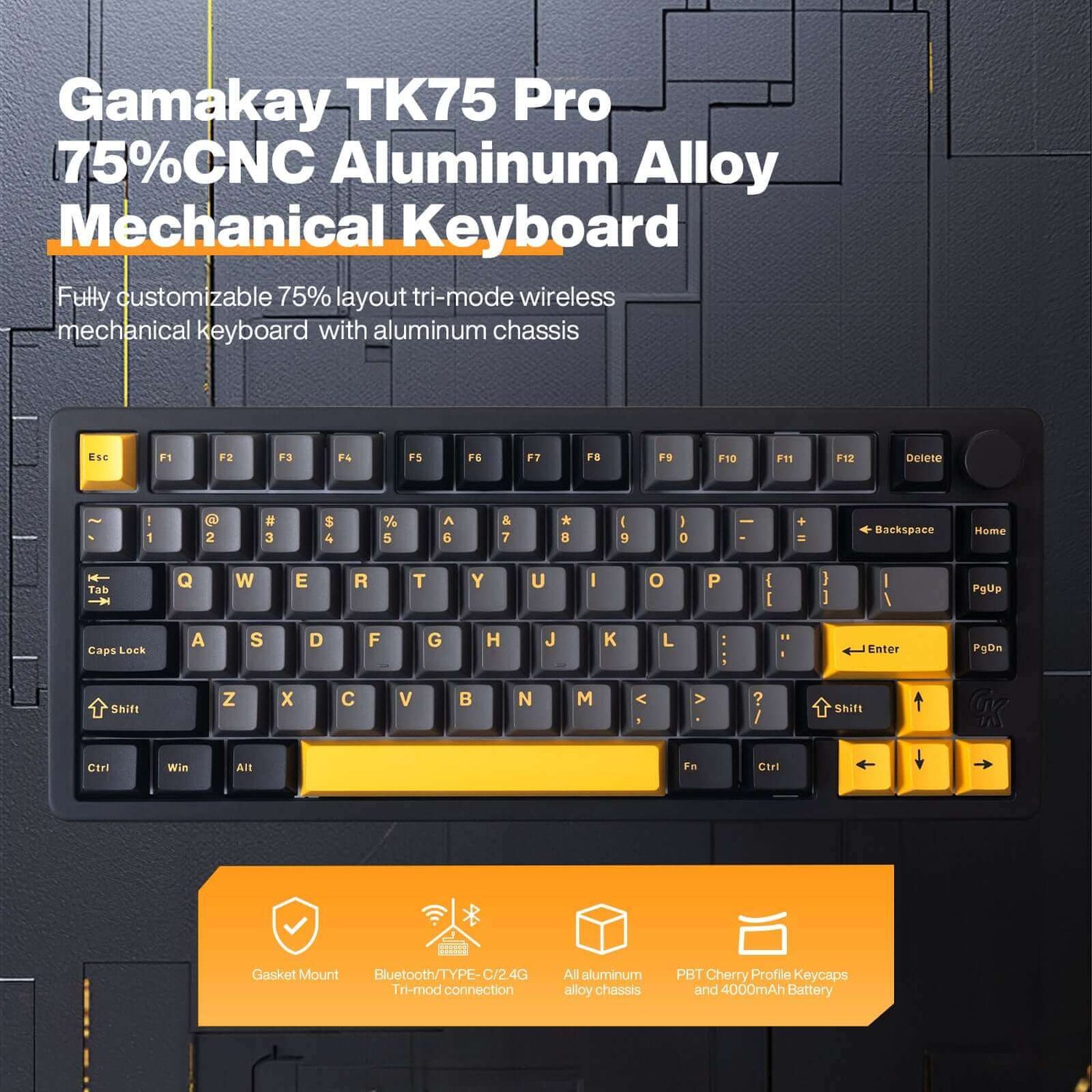 Gamakay TK75PRO 75% clavier mécanique personnalisé sans fil en alliage d&